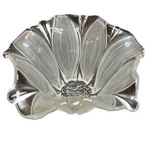 Floral clear and frosted glass dish, By Walther Glas‎ from Germany